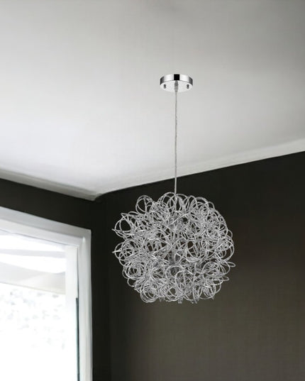 Mingle 3-Light Polished Chrome Pendant With Faceted Chrome Aluminum Wire Shade