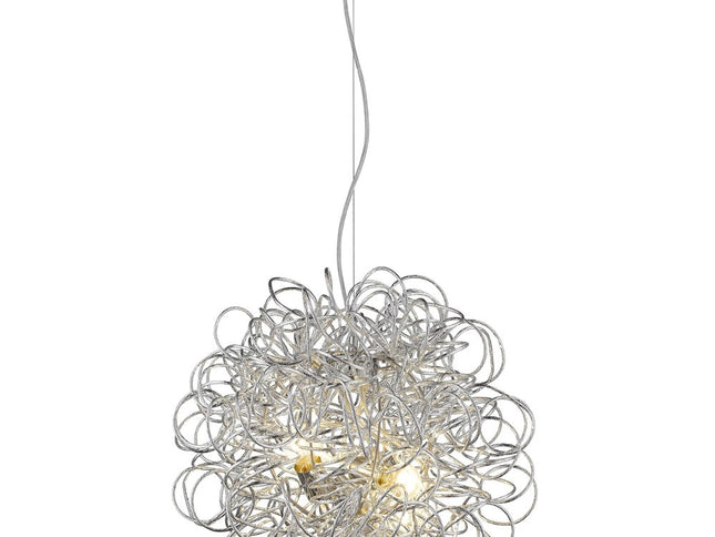 Mingle 4-Light Polished Chrome Pendant With Faceted Chrome Aluminum Wire Shade