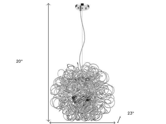 Mingle 4-Light Polished Chrome Pendant With Faceted Chrome Aluminum Wire Shade