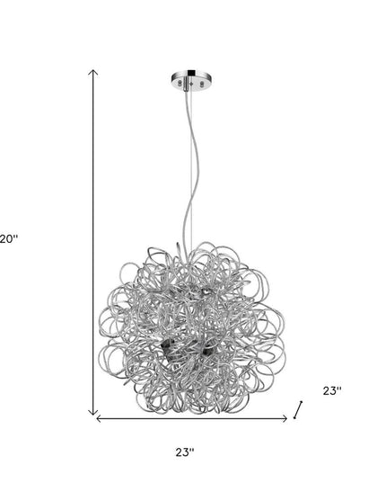 Mingle 4-Light Polished Chrome Pendant With Faceted Chrome Aluminum Wire Shade