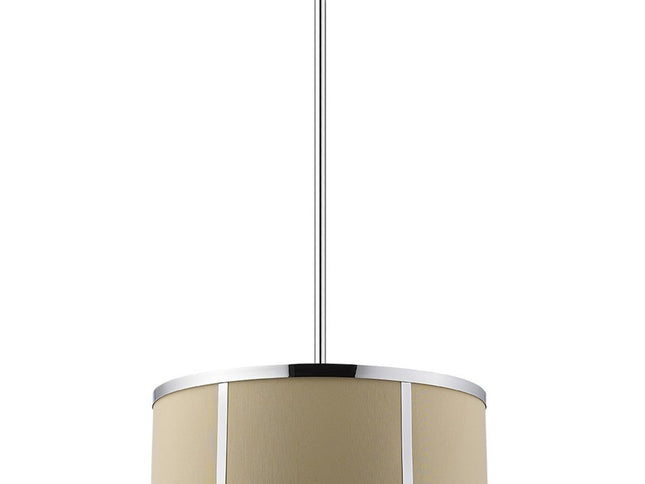 Butler 2-Light Polished Chrome Pendant With Coarse Cream Linen Shade And Opal Acrylic Diffuser