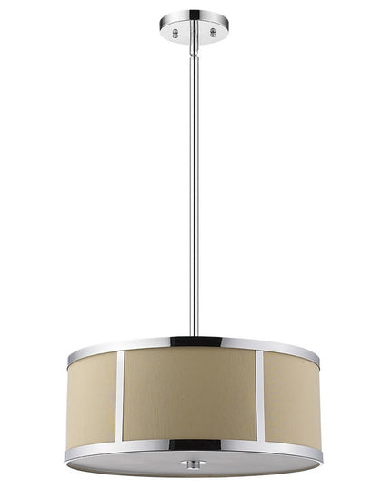 Butler 2-Light Polished Chrome Pendant With Coarse Cream Linen Shade And Opal Acrylic Diffuser