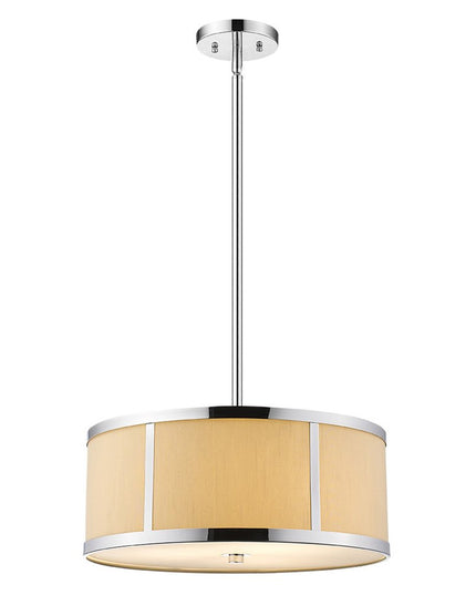 Butler 2-Light Polished Chrome Pendant With Coarse Cream Linen Shade And Opal Acrylic Diffuser