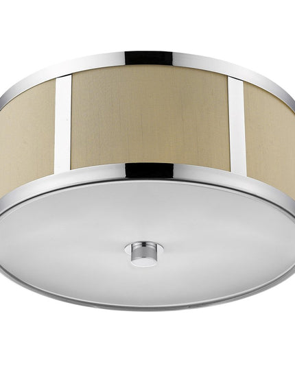 Butler 2-Light Polished Chrome Pendant With Coarse Cream Linen Shade And Opal Acrylic Diffuser
