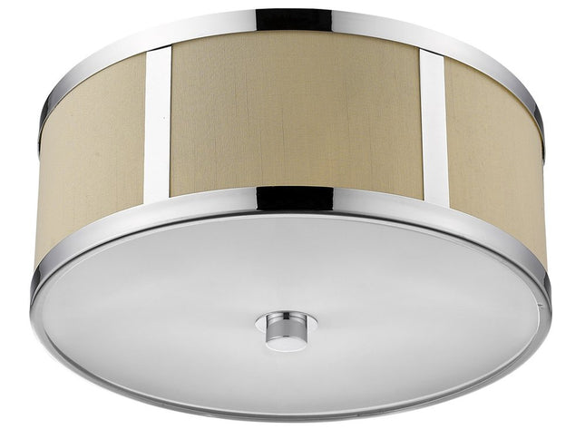 Butler 2-Light Polished Chrome Pendant With Coarse Cream Linen Shade And Opal Acrylic Diffuser