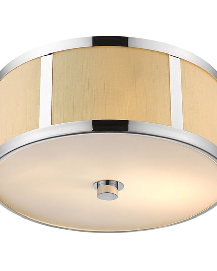 Butler 2-Light Polished Chrome Pendant With Coarse Cream Linen Shade And Opal Acrylic Diffuser