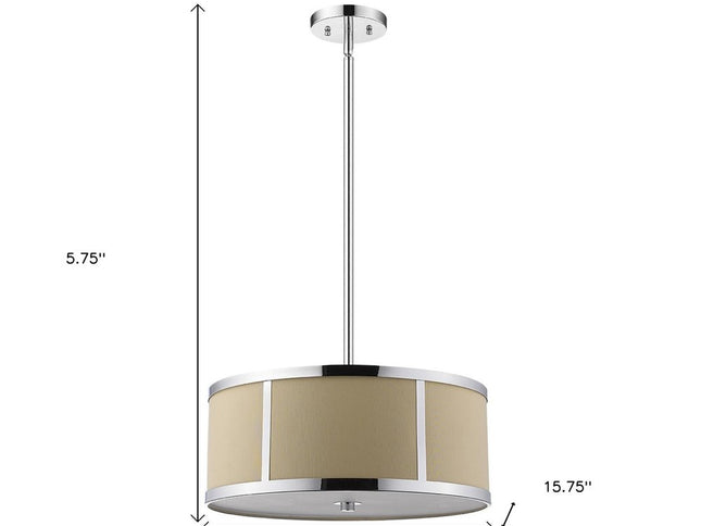 Butler 2-Light Polished Chrome Pendant With Coarse Cream Linen Shade And Opal Acrylic Diffuser