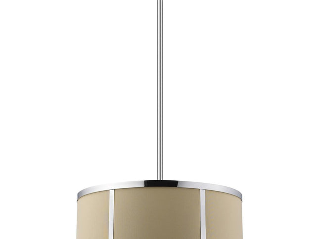 Butler 3-Light Polished Chrome Pendant With Coarse Cream Linen Shade And Opal Acrylic Diffuser