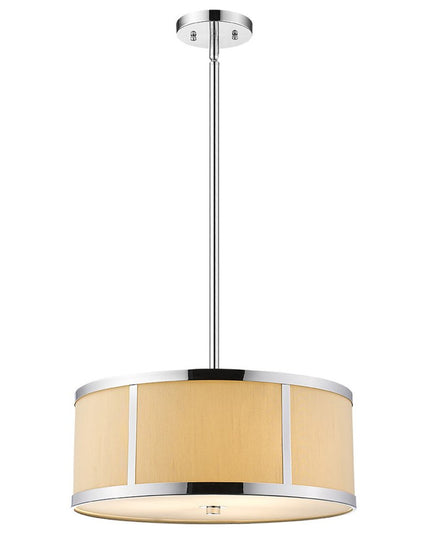 Butler 3-Light Polished Chrome Pendant With Coarse Cream Linen Shade And Opal Acrylic Diffuser