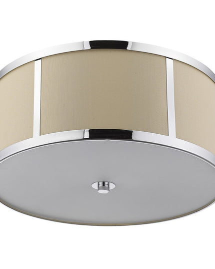 Butler 3-Light Polished Chrome Pendant With Coarse Cream Linen Shade And Opal Acrylic Diffuser