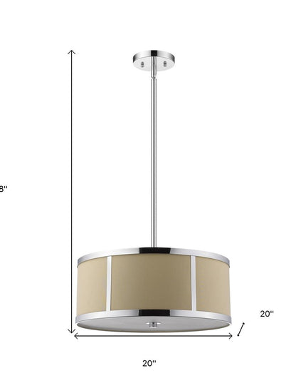 Butler 3-Light Polished Chrome Pendant With Coarse Cream Linen Shade And Opal Acrylic Diffuser
