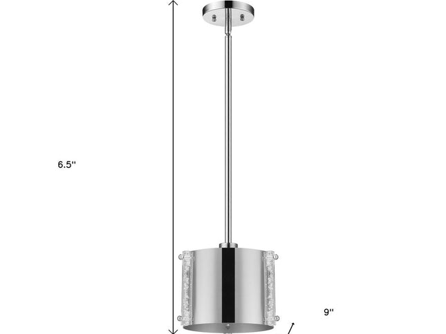 Zoom 1-Light Polished Stainless Steel Pendant With Seeded Acrylic Accents