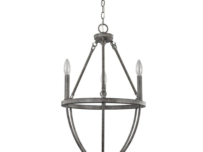 Ash Gray Candle Style Three Light Metal Dimmable Chandelier