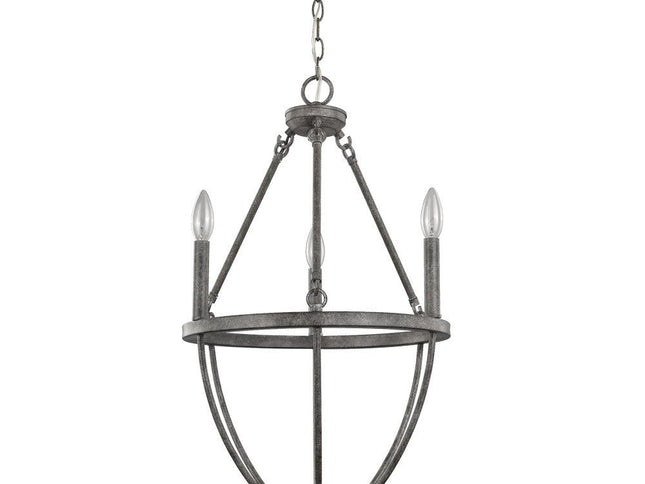 Ash Gray Candle Style Three Light Metal Dimmable Chandelier