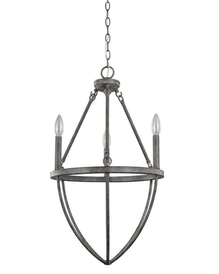 Ash Gray Candle Style Three Light Metal Dimmable Chandelier