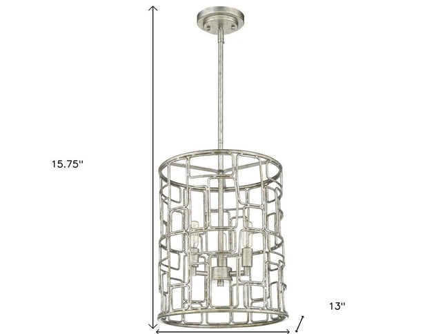 Amoret 3-Light Antique Silver Convertible Pendant