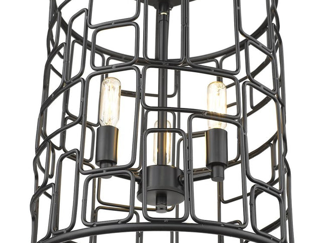Amoret 3-Light Matte Black Convertible Pendant