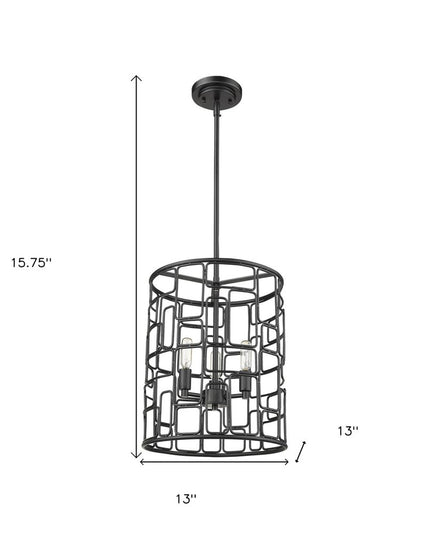 Amoret 3-Light Matte Black Convertible Pendant