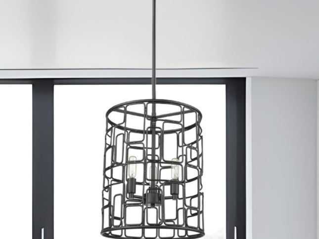 Amoret 3-Light Matte Black Convertible Pendant