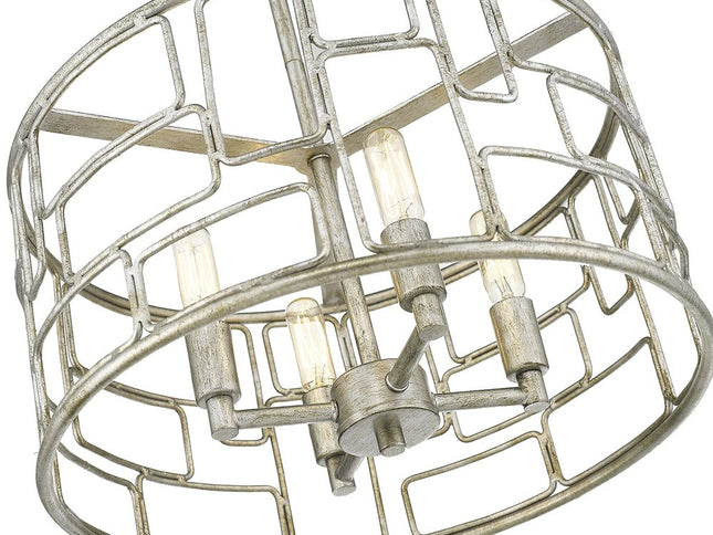 Amoret 4-Light Antique Silver Convertible Pendant