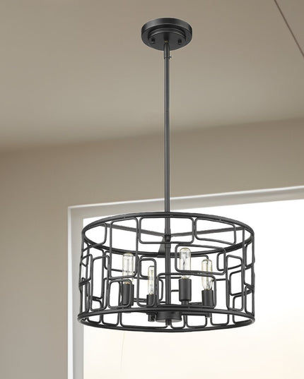 Amoret 4-Light Matte Black Convertible Pendant