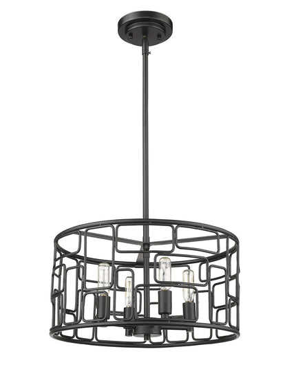 Amoret 4-Light Matte Black Convertible Pendant