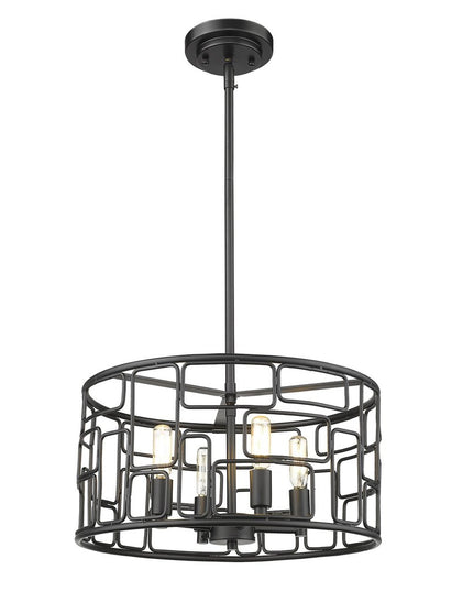 Amoret 4-Light Matte Black Convertible Pendant