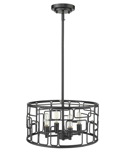 Amoret 4-Light Matte Black Convertible Pendant