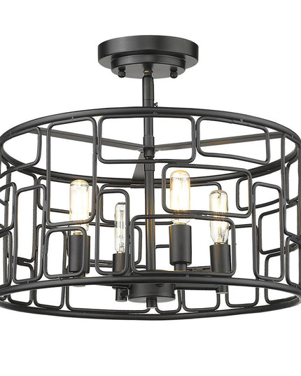 Amoret 4-Light Matte Black Convertible Pendant