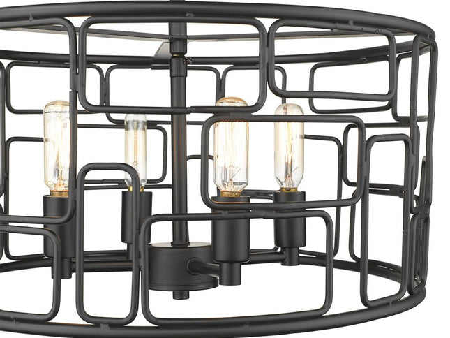 Amoret 4-Light Matte Black Convertible Pendant