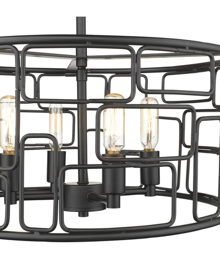 Amoret 4-Light Matte Black Convertible Pendant