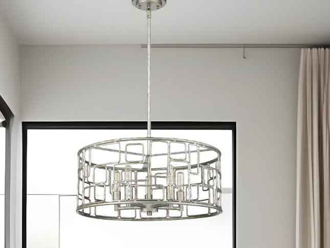 Amoret 5-Light Antique Silver Convertible Pendant