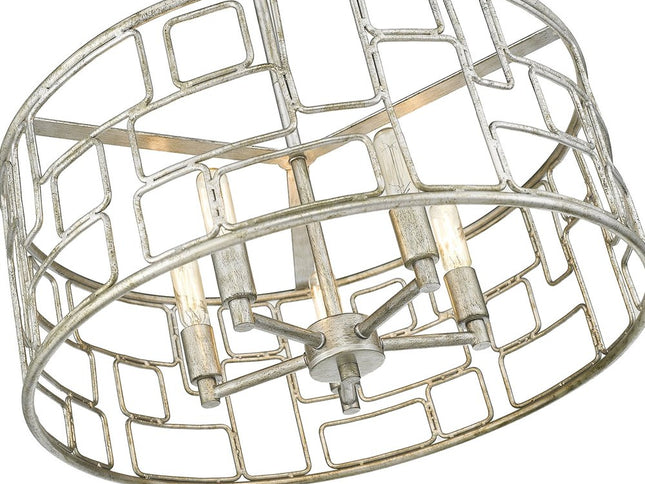 Amoret 5-Light Antique Silver Convertible Pendant