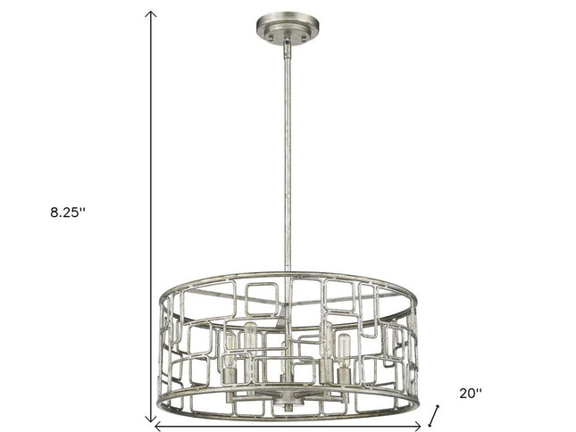 Amoret 5-Light Antique Silver Convertible Pendant