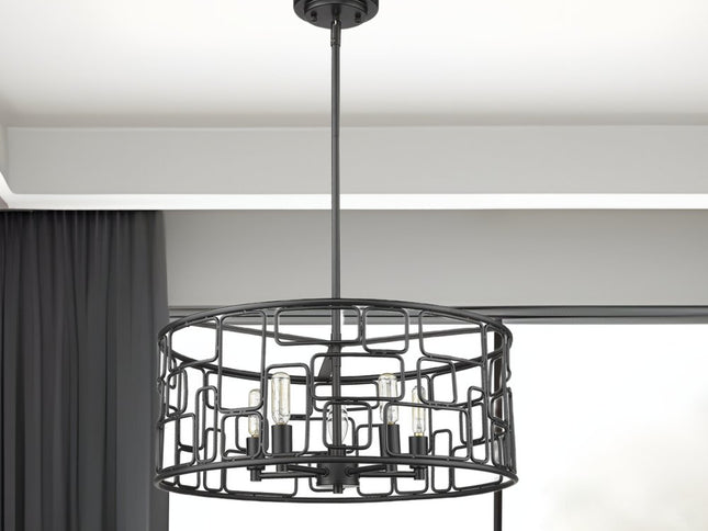 Amoret 5-Light Matte Black Convertible Pendant