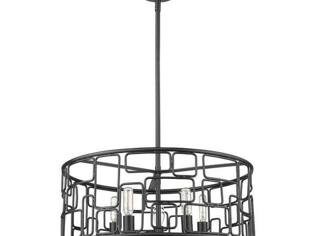 Amoret 5-Light Matte Black Convertible Pendant