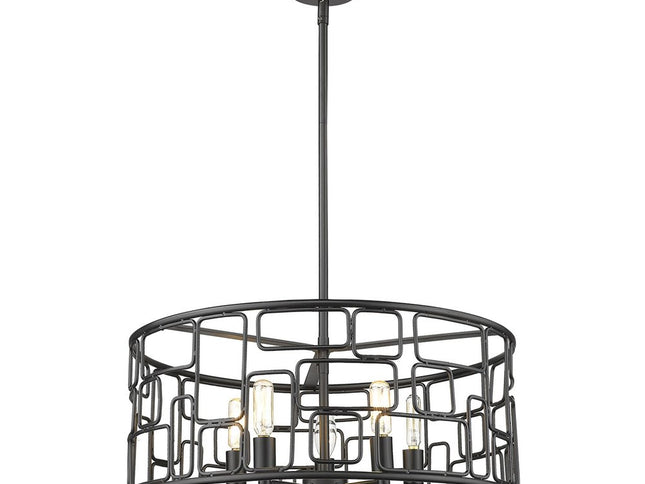Amoret 5-Light Matte Black Convertible Pendant