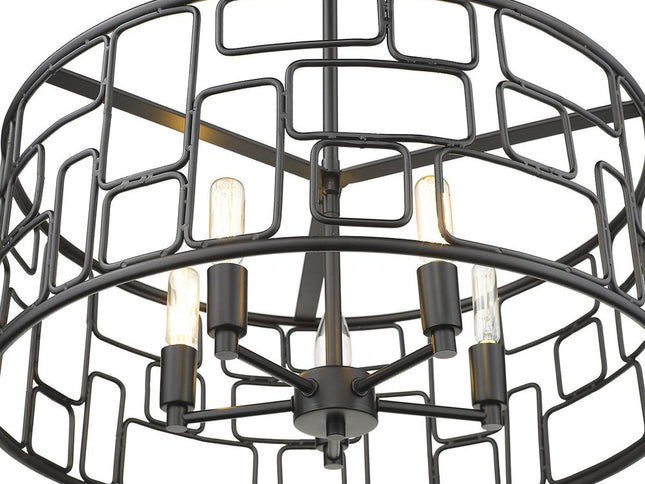 Amoret 5-Light Matte Black Convertible Pendant