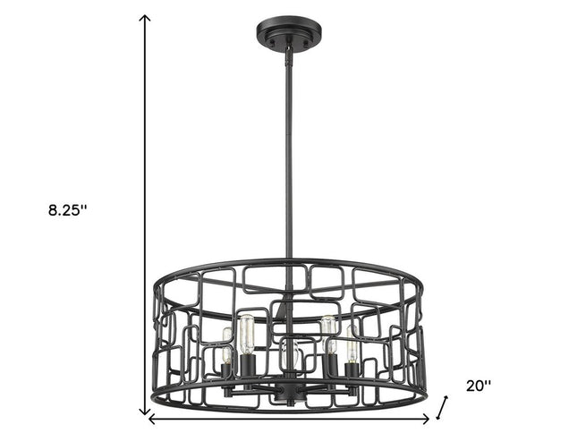 Amoret 5-Light Matte Black Convertible Pendant