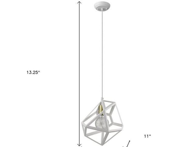 Hedron 1-Light White Pendant
