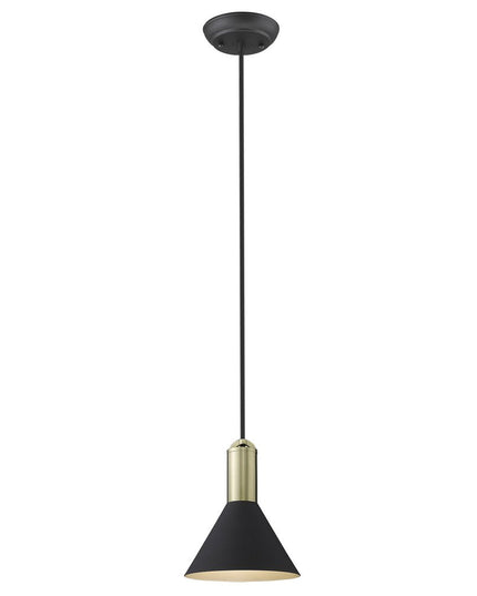 Matte Black and Gold Conical Pendant Hanging Light