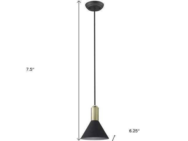 Matte Black and Gold Conical Pendant Hanging Light