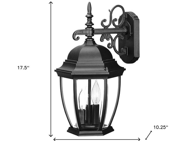 Three Light Matte Black Wide Hanging Lantern Wall Light