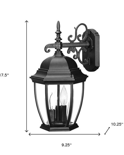 Three Light Matte Black Wide Hanging Lantern Wall Light
