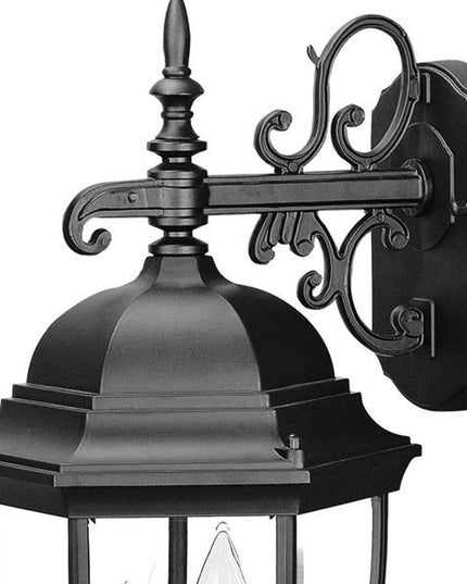 Three Light Matte Black Wide Hanging Lantern Wall Light