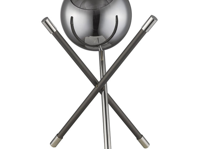 18" Black Metal Tripod Table Lamp With Nickel Globe Shade