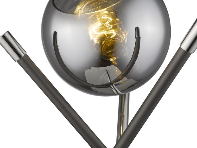 18" Black Metal Tripod Table Lamp With Nickel Globe Shade