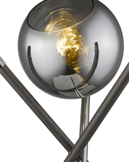 18" Black Metal Tripod Table Lamp With Nickel Globe Shade