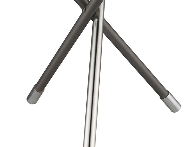 18" Black Metal Tripod Table Lamp With Nickel Globe Shade