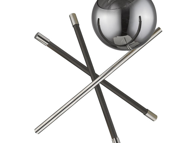 18" Black Metal Tripod Table Lamp With Nickel Globe Shade